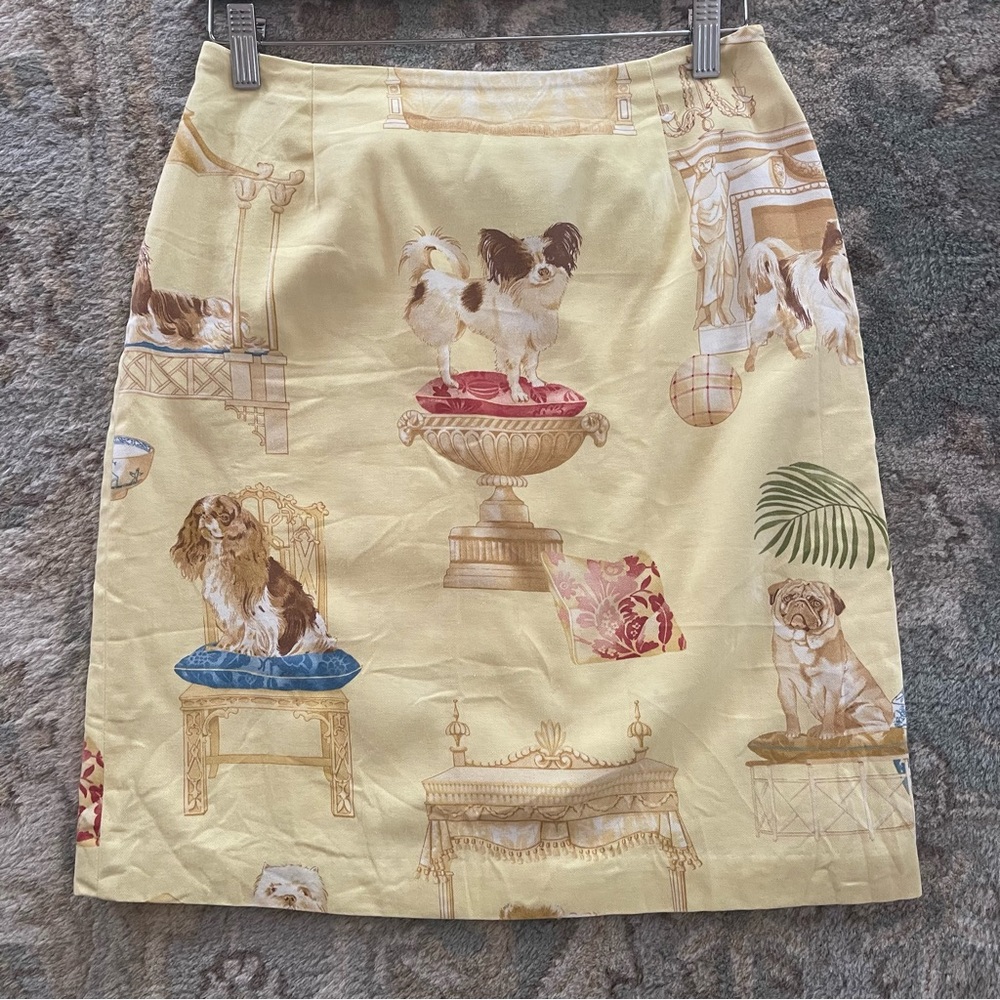 J. McLaughlin Yellow Dog Pencil Skirt Size 8
